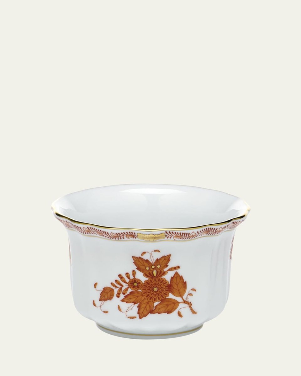 Chinese Bouquet Rust Mini Cache Pot